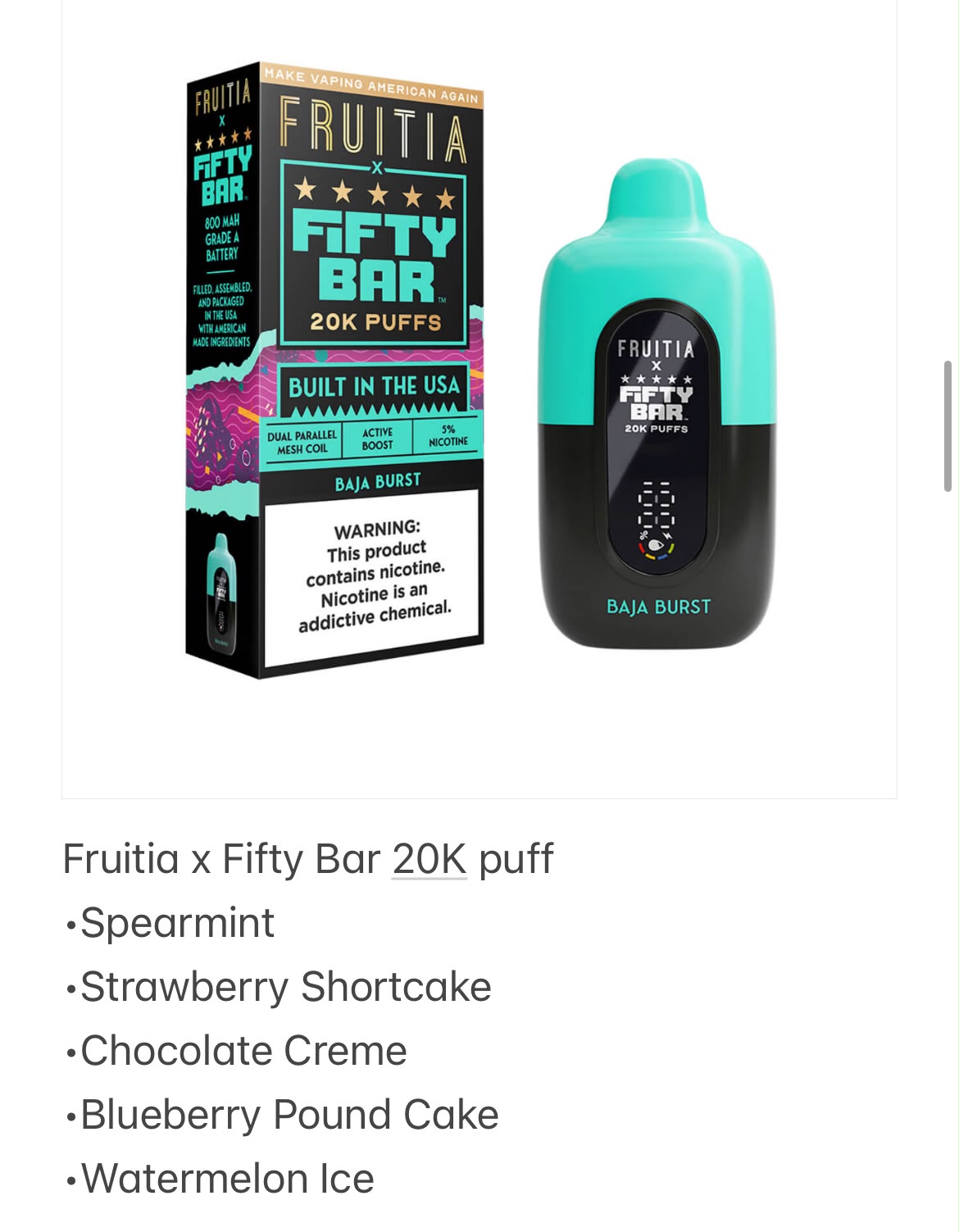Fruitia Fifty Bar 20k